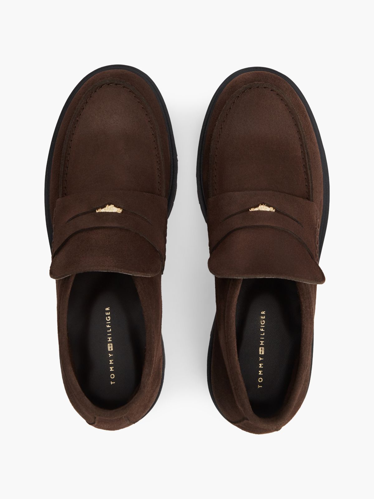 TH Monogram Suede Penny Loafer Boots — Brown