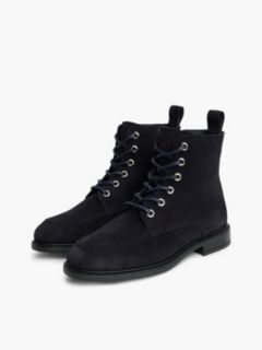 Suede Enamel Flag Lace-Up Boots — Blue 2