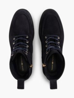 Suede Enamel Flag Lace-Up Boots — Blue 3