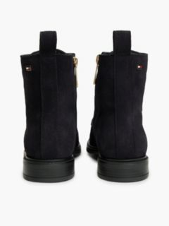 Suede Enamel Flag Lace-Up Boots — Blue 4