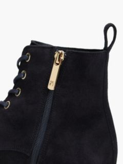 Suede Enamel Flag Lace-Up Boots — Blue 6