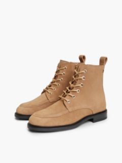 Suede Enamel Flag Lace-Up Boots — Khaki 2