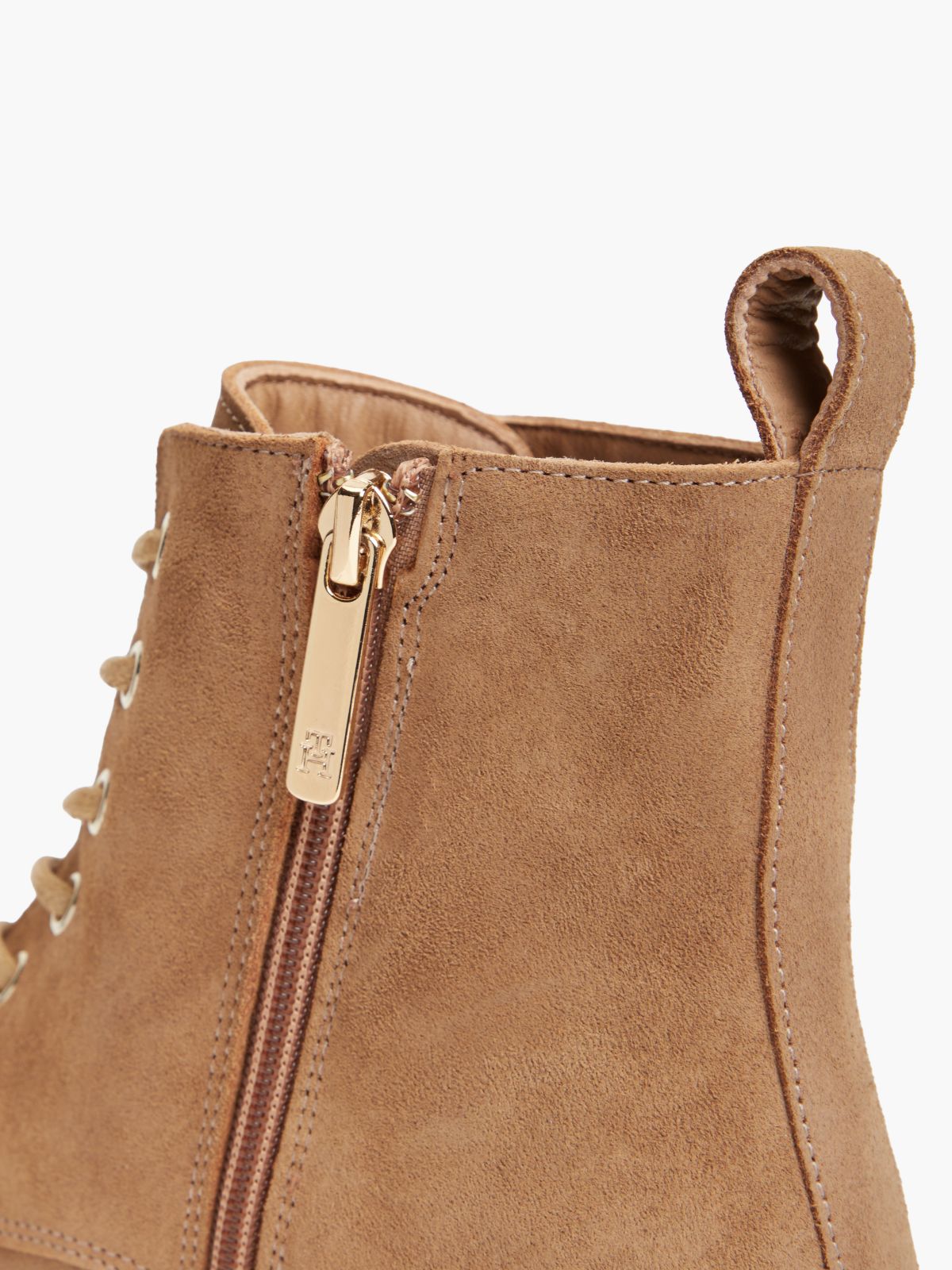 Suede Enamel Flag Lace-Up Boots — Khaki