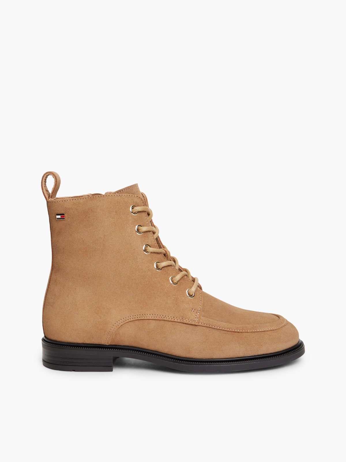 Suede Enamel Flag Lace-Up Boots — Khaki