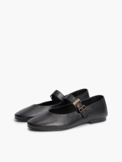 Leather Buckle Mary Jane Ballerinas — Black 2