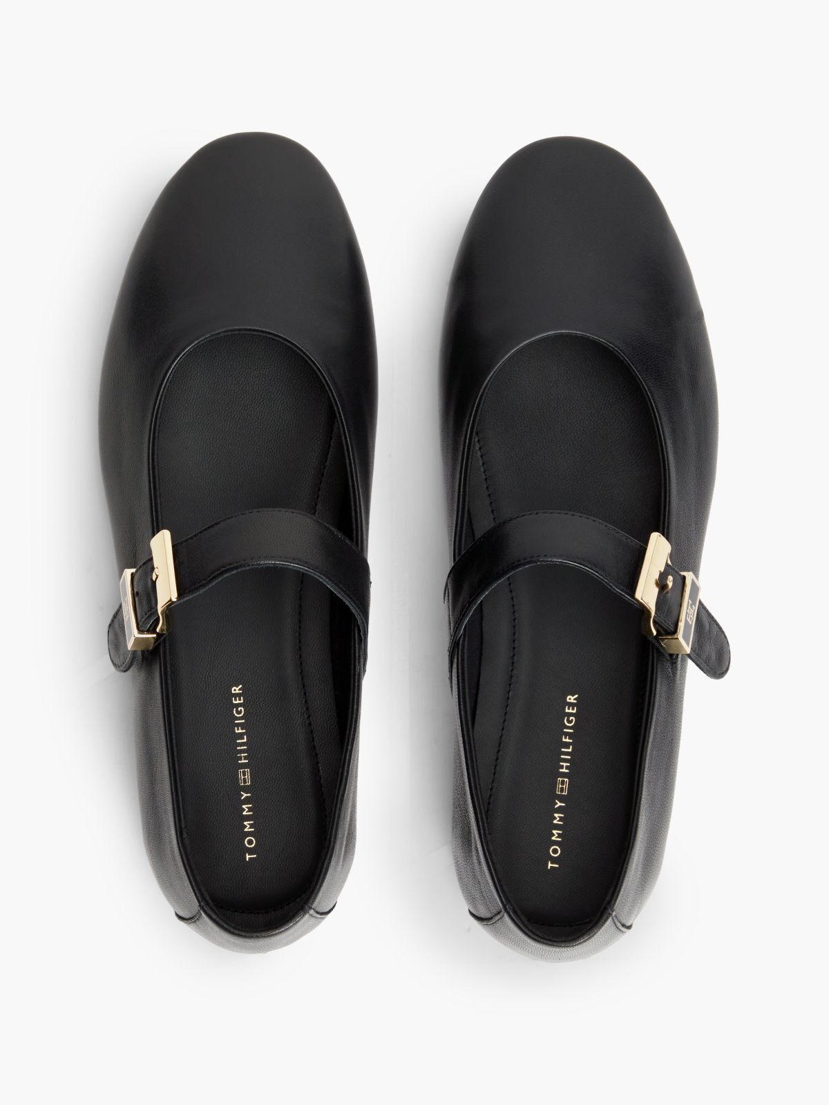 Leather Buckle Mary Jane Ballerinas — Black
