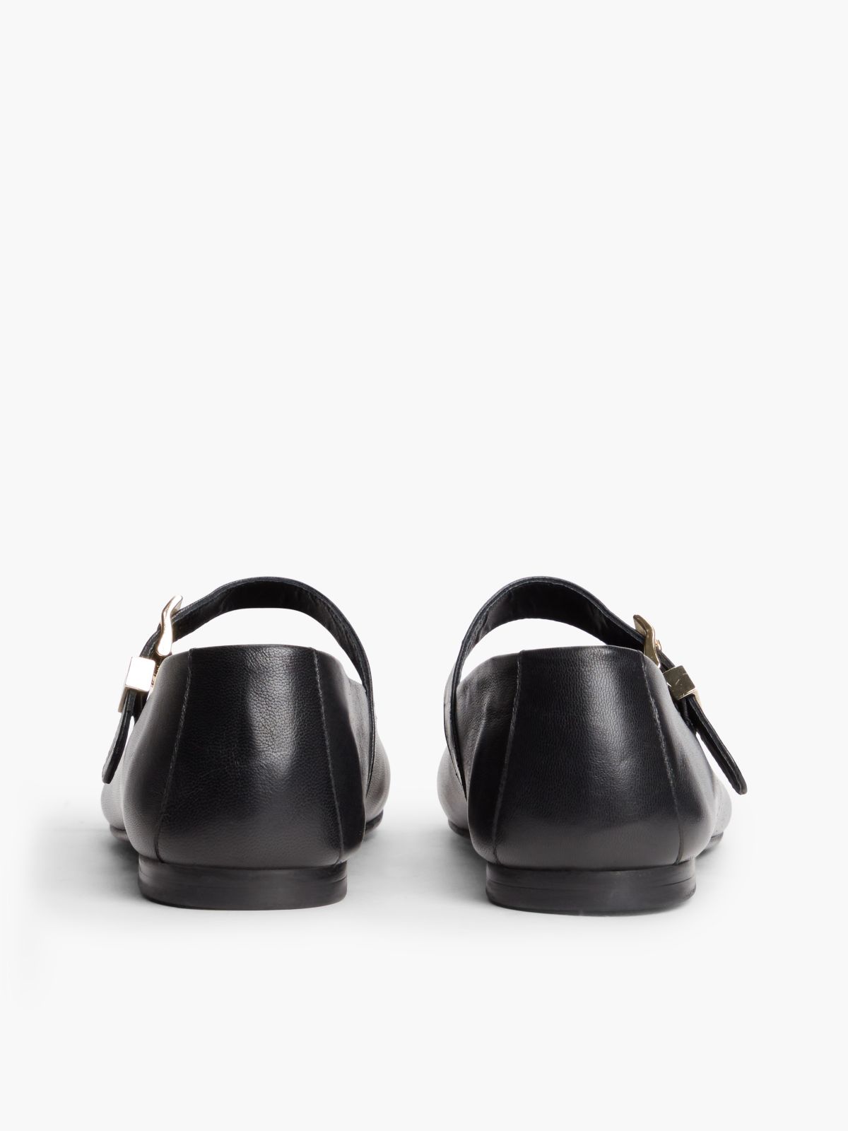 Leather Buckle Mary Jane Ballerinas — Black