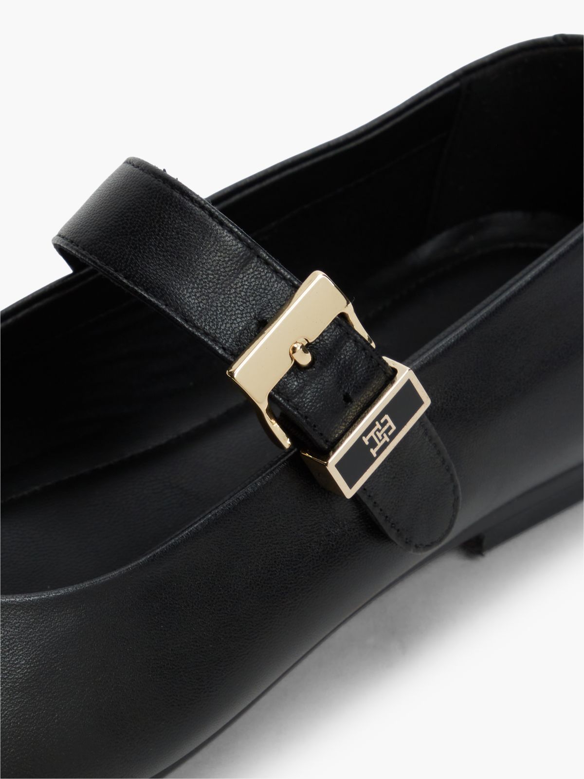 Leather Buckle Mary Jane Ballerinas — Black