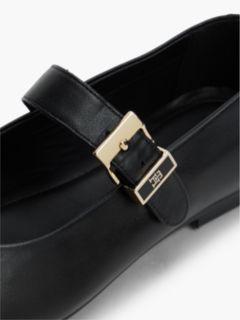 Leather Buckle Mary Jane Ballerinas — Black 6