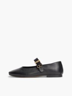Leather Buckle Mary Jane Ballerinas — Black 7