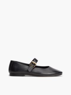 Leather Buckle Mary Jane Ballerinas — Black 1
