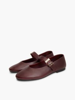 Leather Buckle Mary Jane Ballerinas — Red 2