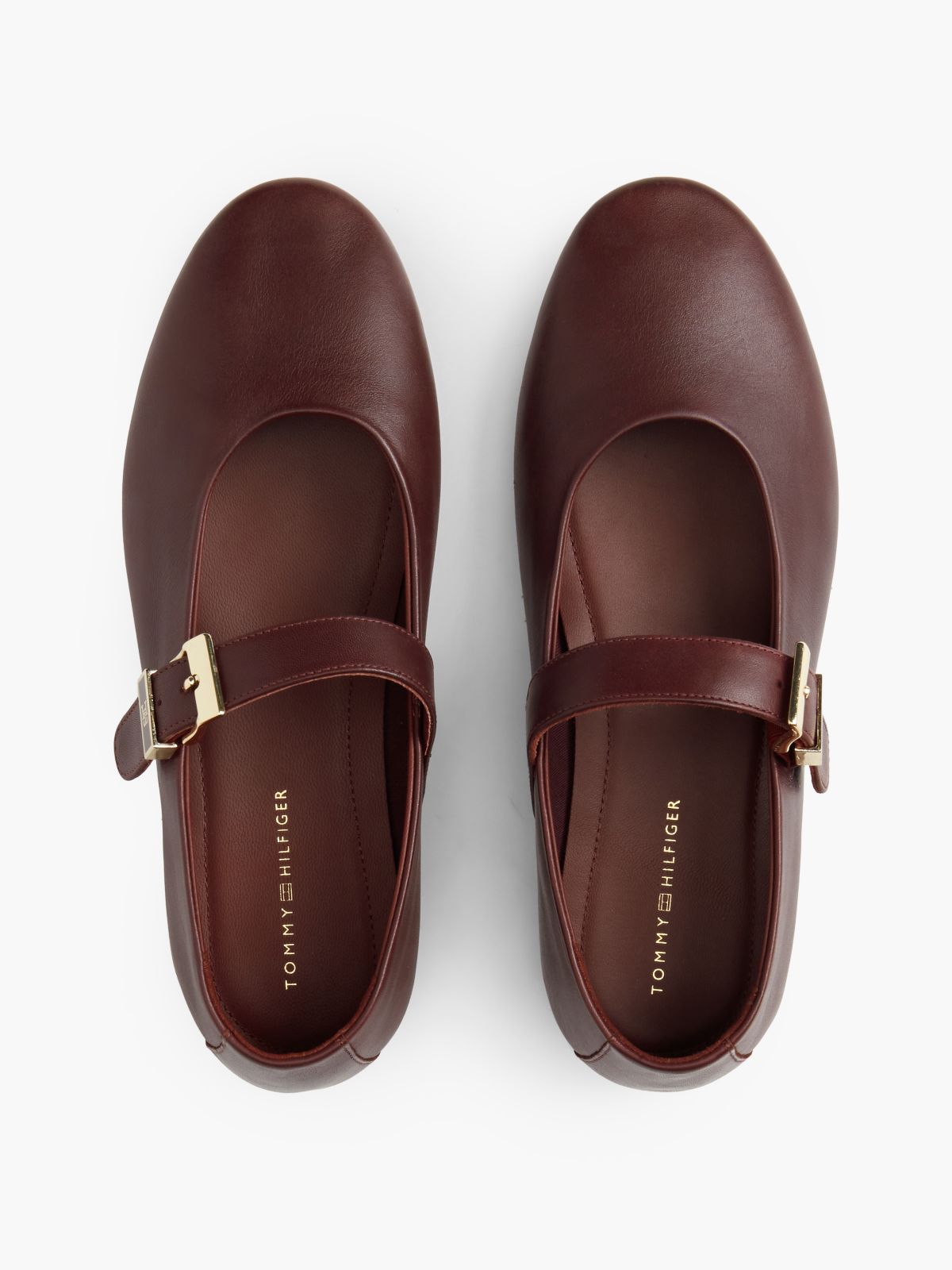 Leather Buckle Mary Jane Ballerinas — Red