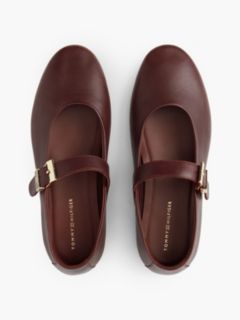 Leather Buckle Mary Jane Ballerinas — Red 3