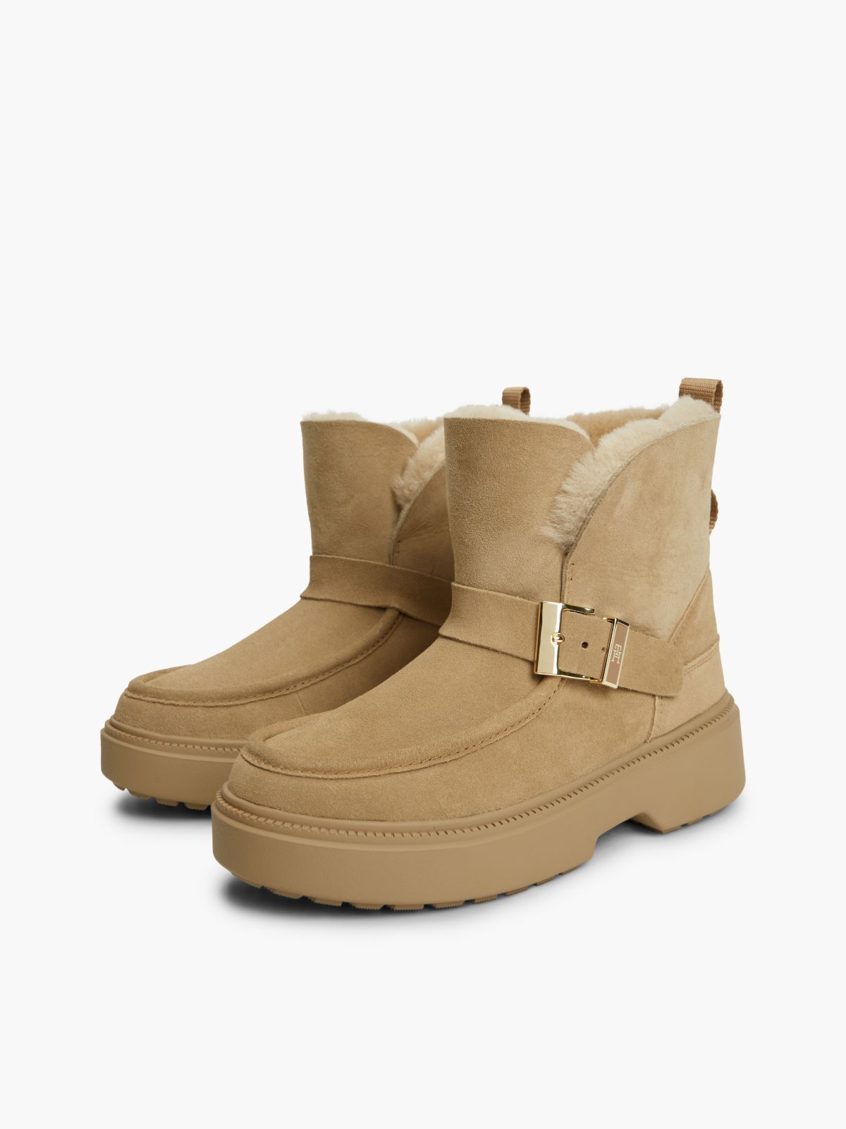 Faux Fur Fold Collar Water Resistant Snow Boots — Khaki