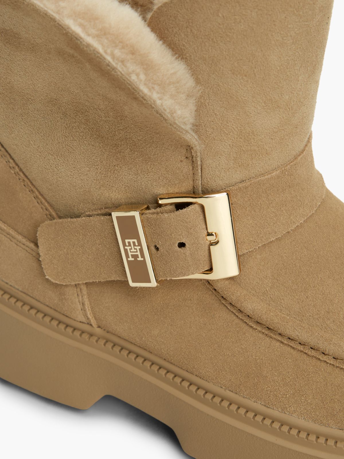 Faux Fur Fold Collar Water Resistant Snow Boots — Khaki