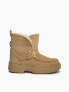 Faux Fur Fold Collar Water Resistant Snow Boots — Khaki 1