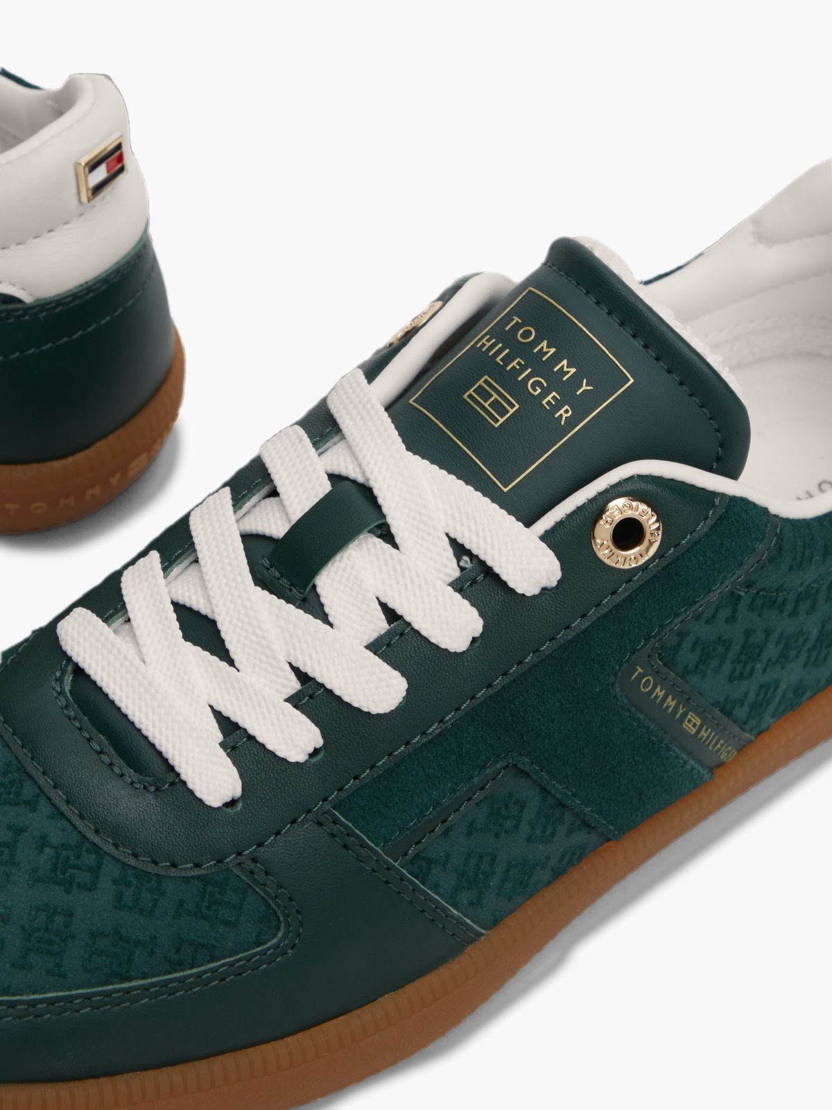 TH Tribeca Leather Embossed Monogram Trainers — Green
