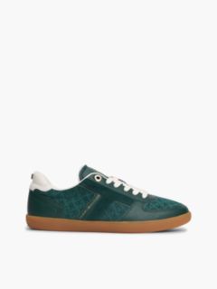 TH Tribeca Leather Embossed Monogram Trainers — Green 1