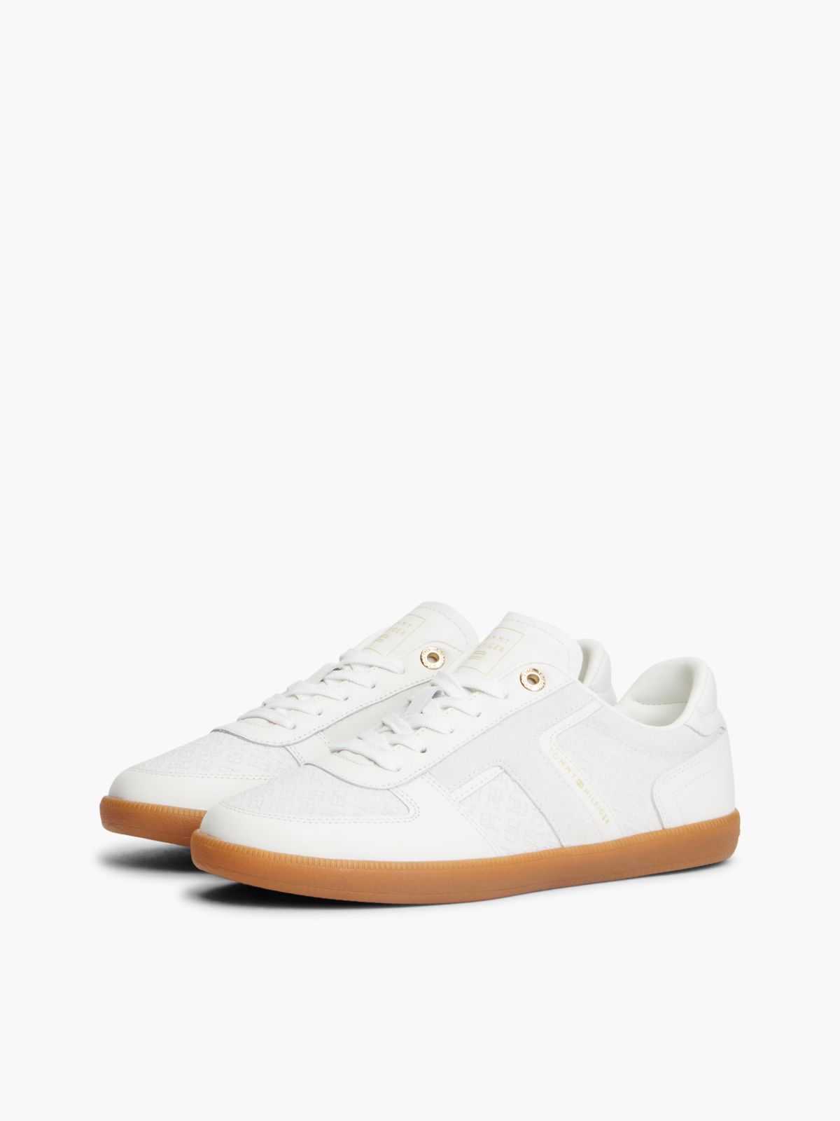 TH Tribeca Leather Embossed Monogram Trainers — White