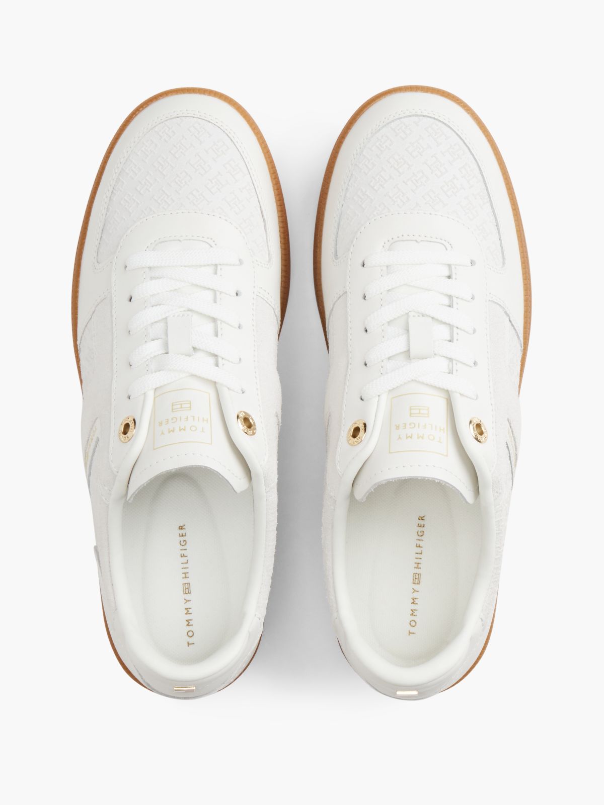 TH Tribeca Leather Embossed Monogram Trainers — White