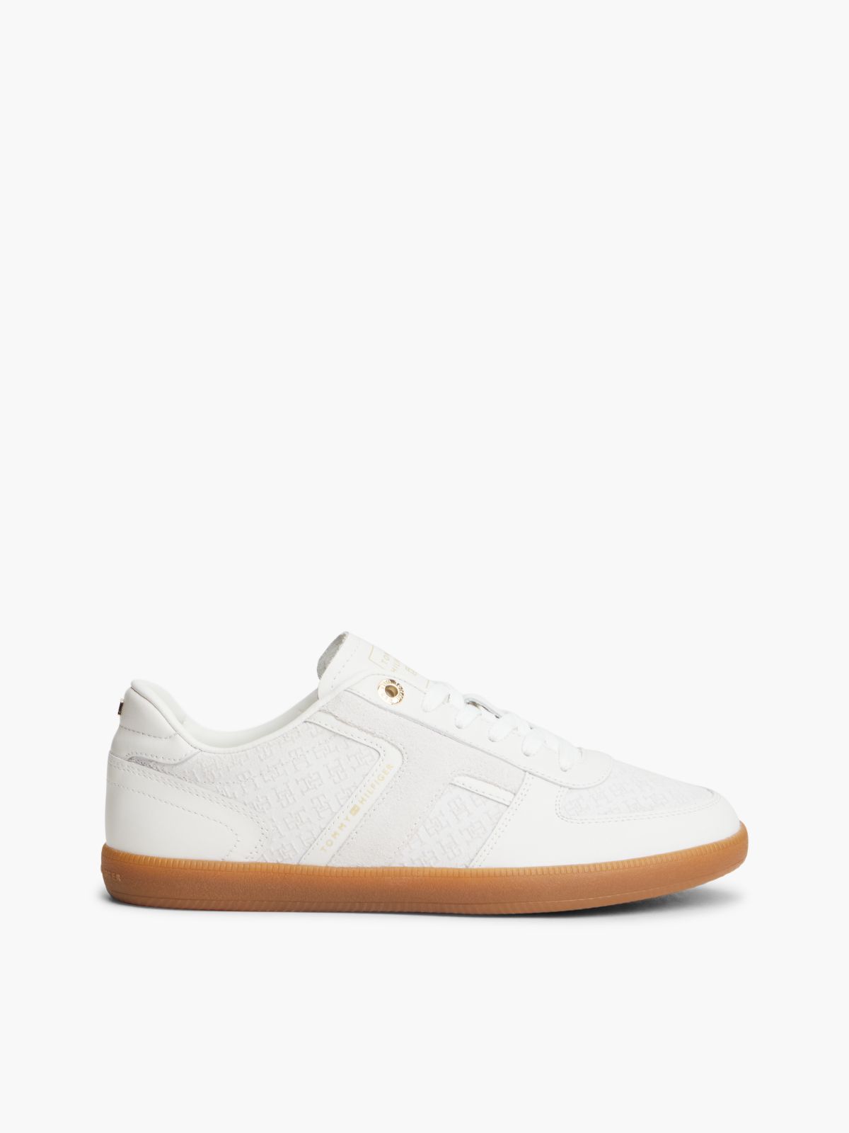 TH Tribeca Leather Embossed Monogram Trainers — White