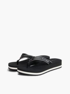 Logo Webbing Strap Wedge Flip-Flops — Black 2