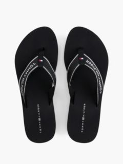 Logo Webbing Strap Wedge Flip-Flops — Black 3