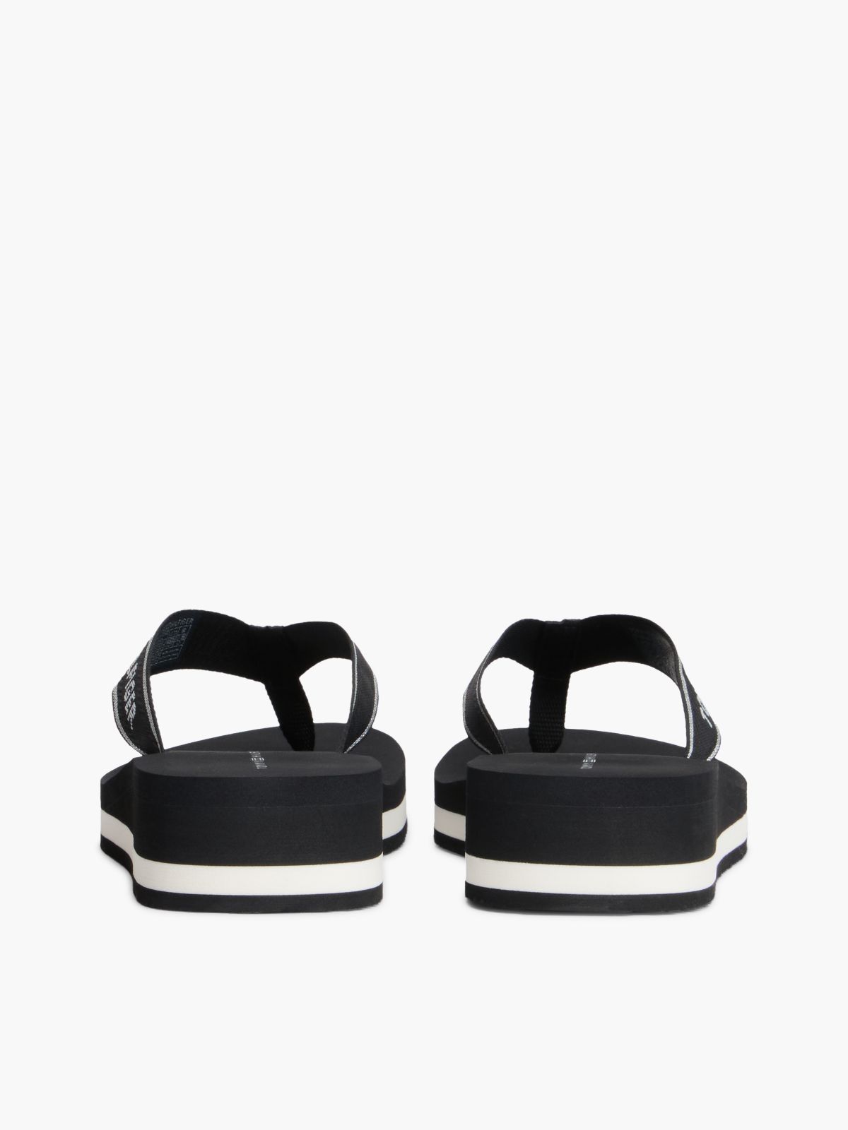 Logo Webbing Strap Wedge Flip-Flops — Black