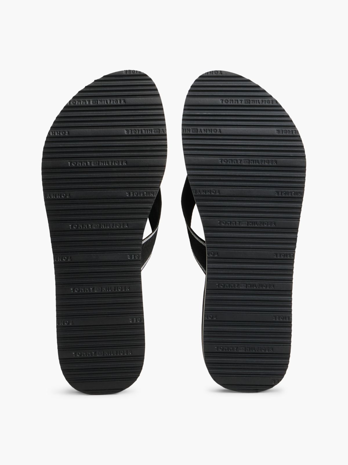 Logo Webbing Strap Wedge Flip-Flops — Black