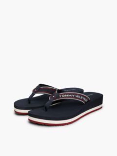 Logo Webbing Strap Wedge Flip-Flops — Blue 2