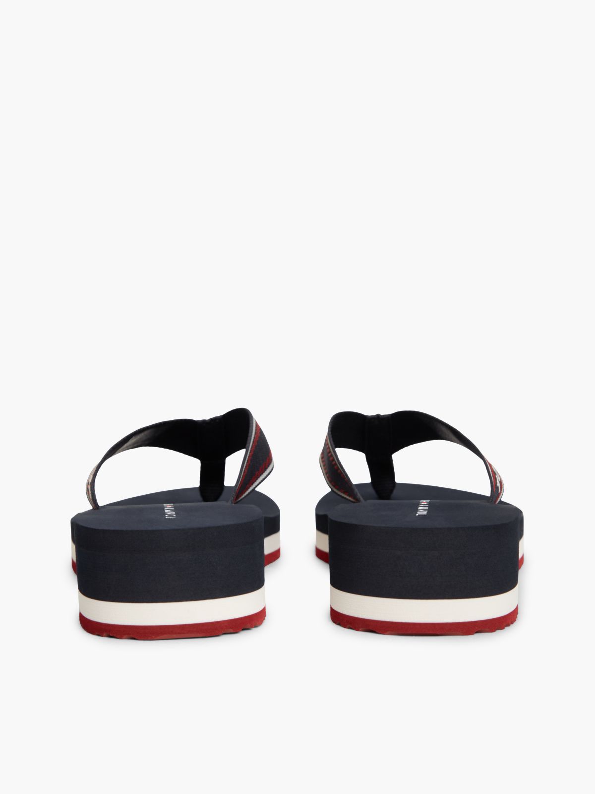 Logo Webbing Strap Wedge Flip-Flops — Blue