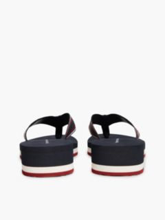 Logo Webbing Strap Wedge Flip-Flops — Blue 4