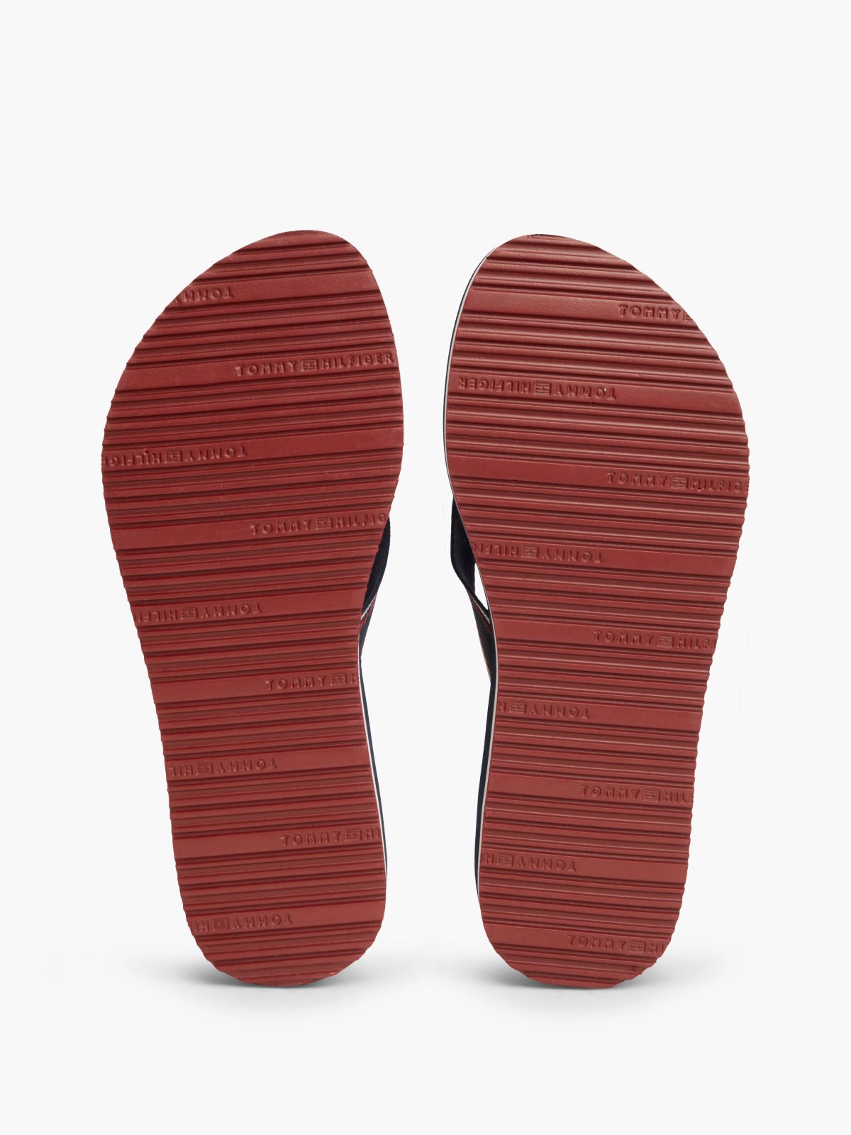 Logo Webbing Strap Wedge Flip-Flops — Blue