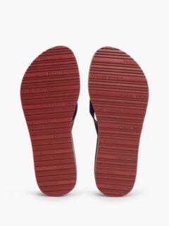 Logo Webbing Strap Wedge Flip-Flops — Blue 5