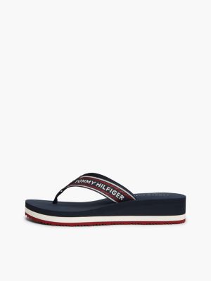 sandali infradito con plateau e logo blu da donne tommy hilfiger