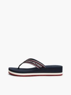 Logo Webbing Strap Wedge Flip-Flops — Blue 7