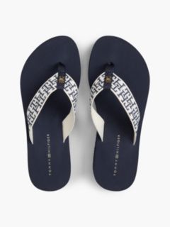 TH Monogram Webbing Strap Wedge Flip-Flops — Blue 3