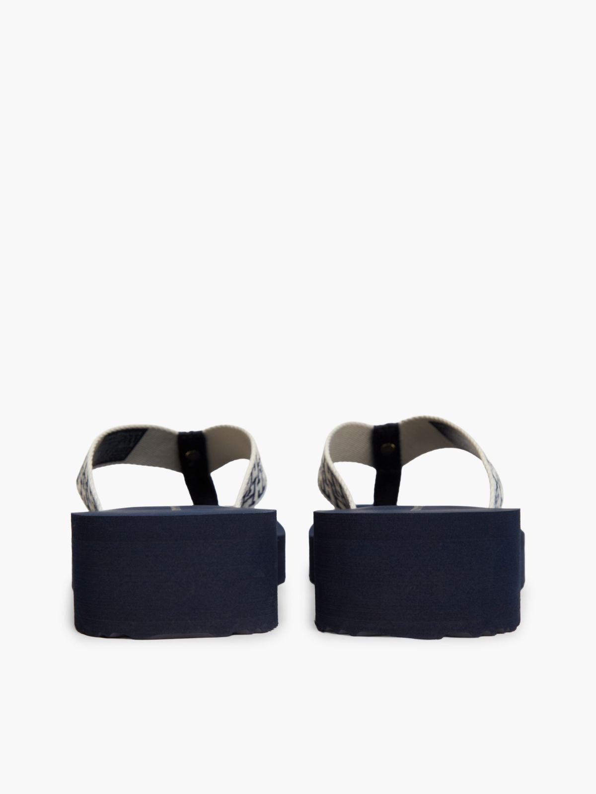 TH Monogram Webbing Strap Wedge Flip-Flops — Blue