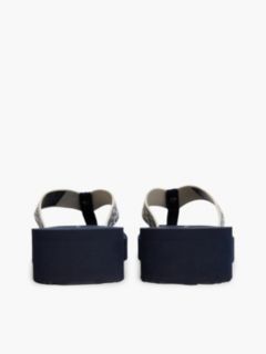 TH Monogram Webbing Strap Wedge Flip-Flops — Blue 4