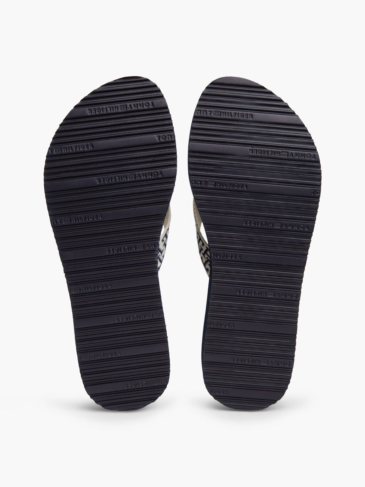 TH Monogram Webbing Strap Wedge Flip-Flops — Blue