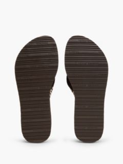 TH Monogram Webbing Strap Wedge Flip-Flops — Brown 5