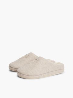 Logo Embroidery Flannel Slippers — Beige 2