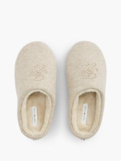 Logo Embroidery Flannel Slippers — Beige 3