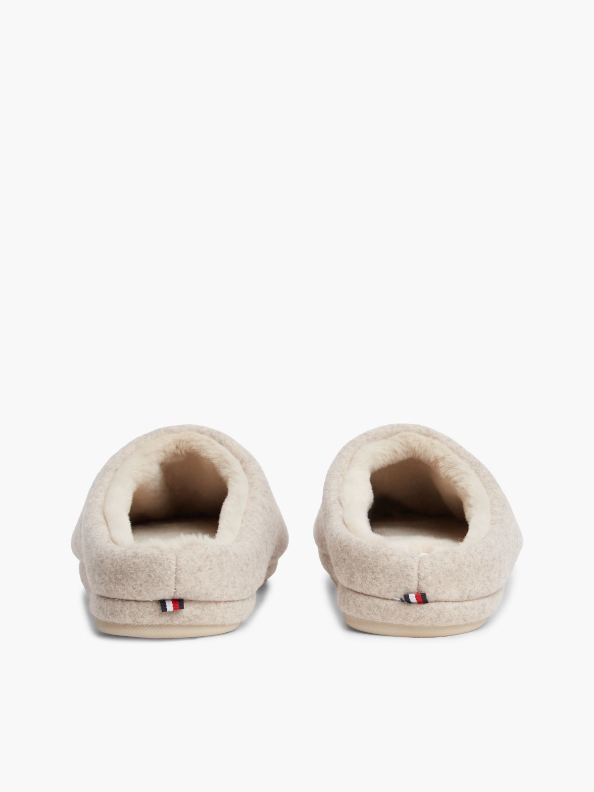 Logo Embroidery Flannel Slippers — Beige