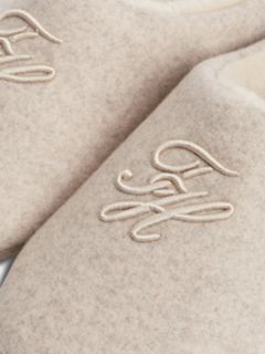 Logo Embroidery Flannel Slippers — Beige 6