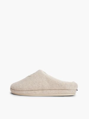 zapatillas de casa de fieltro con logo bordado beige de mujeres tommy hilfiger