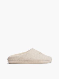 Logo Embroidery Flannel Slippers — Beige 1