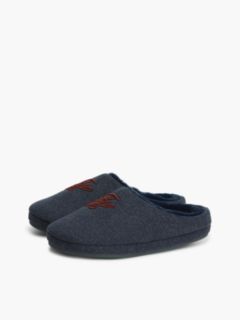 Logo Embroidery Flannel Slippers — Blue 2