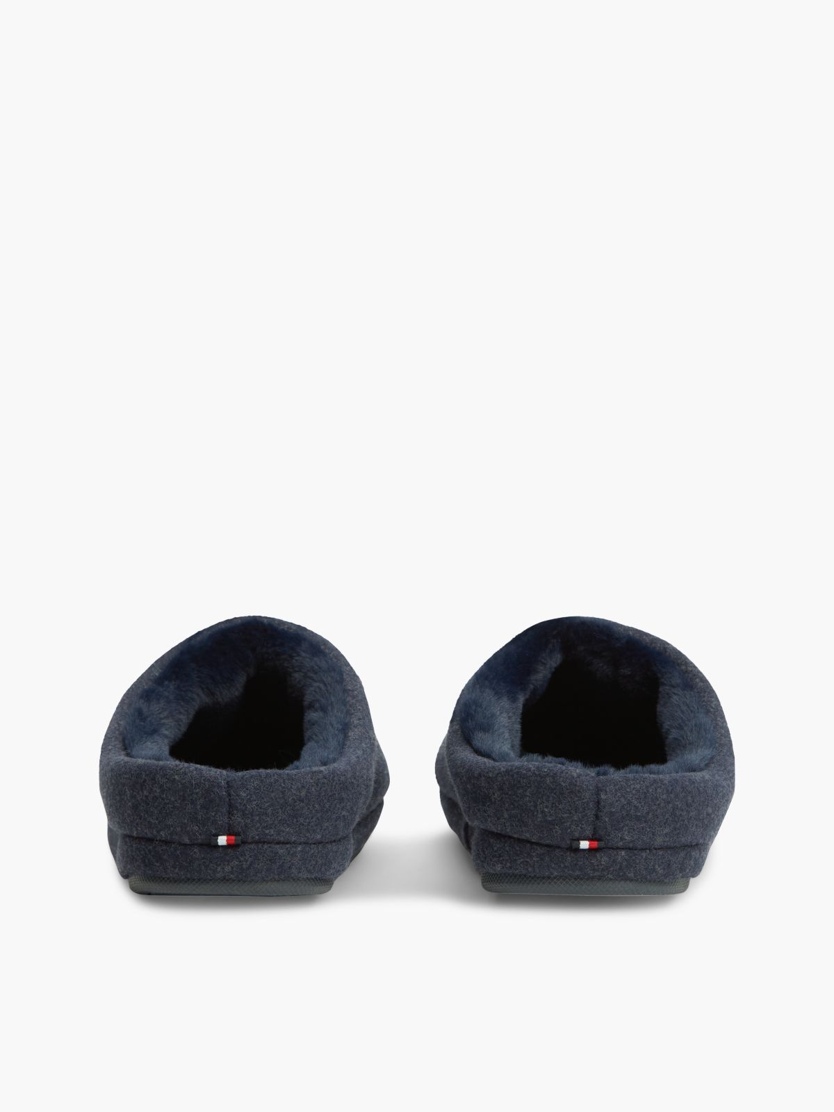 Logo Embroidery Flannel Slippers — Blue
